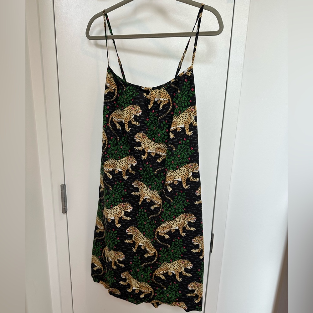 Printfresh Pajamas Cami Nightgown Black Tiger Bagheera Print 4X Spaghetti Strap